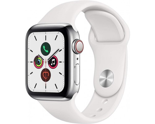 Apple Watch Series 5 40mm LTE - Titanium Zilver - Witte Sportband